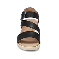 Sandale compensée en cuir PRINCESS 01, noir, femme