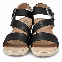 Sandale compensée en cuir PRINCESS 01, noir, femme