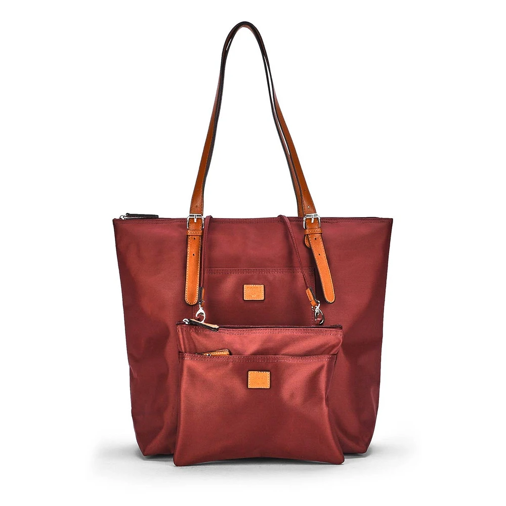 Women's 2 1 Tote/ Crossbody Bag- Burgundy