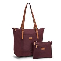 Women's 2 1 Tote/ Crossbody Bag- Burgundy