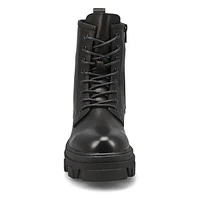 Women's Roxanne Leather Platform Lace Boot - Black