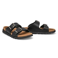 Women's Sadie Double Buckle Nubuck Sandal- Dark La