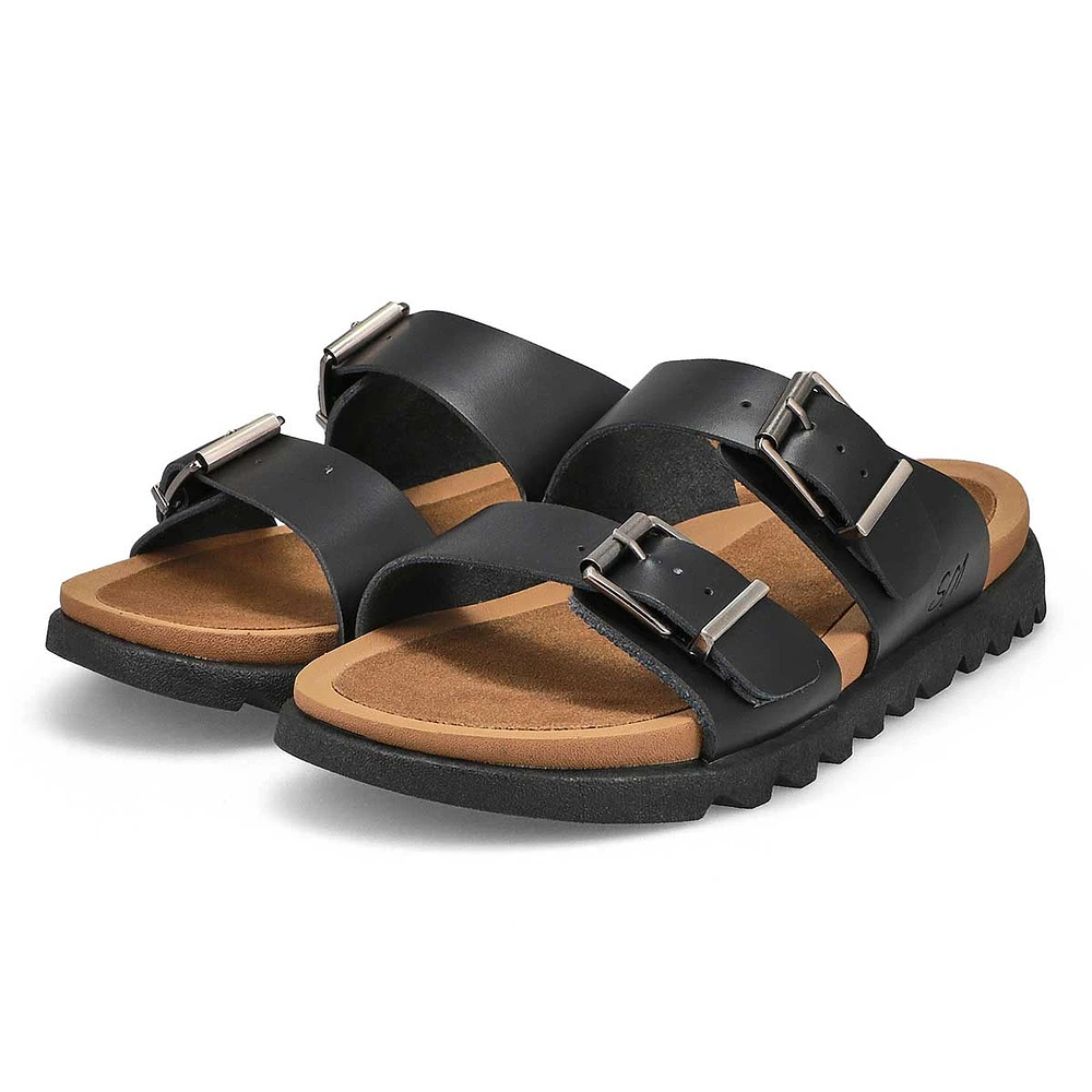 Women's Sadie Double Buckle Nubuck Sandal- Dark La