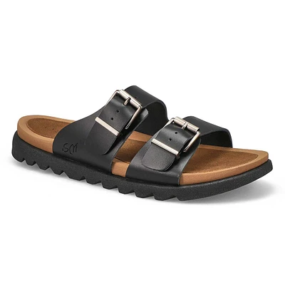 Women's Sadie Double Buckle Nubuck Sandal- Dark La