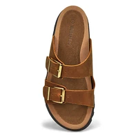 Women's Double Buckle Crazyhorse Leather Sandal