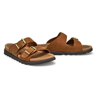 Women's Double Buckle Crazyhorse Leather Sandal