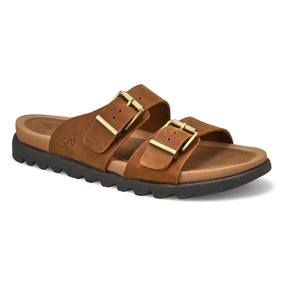 Women's Double Buckle Crazyhorse Leather Sandal