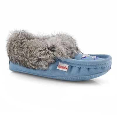 Women's SF600  Rabbit Fur SoftMocs - Light Blue