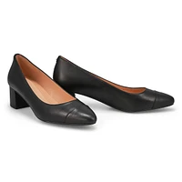 Women's  Go-To Block Leather Dress Heel - Black