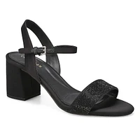 Women's Josie Heeled Dress Sandal - Black Satin/Cr