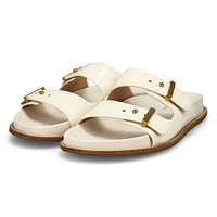 Sandale en cuir verni à lit de pied MARISOL, ivoir