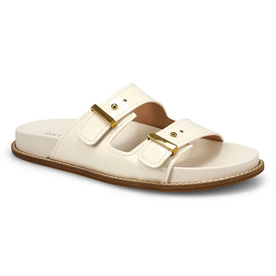 Sandale en cuir verni à lit de pied MARISOL, ivoir
