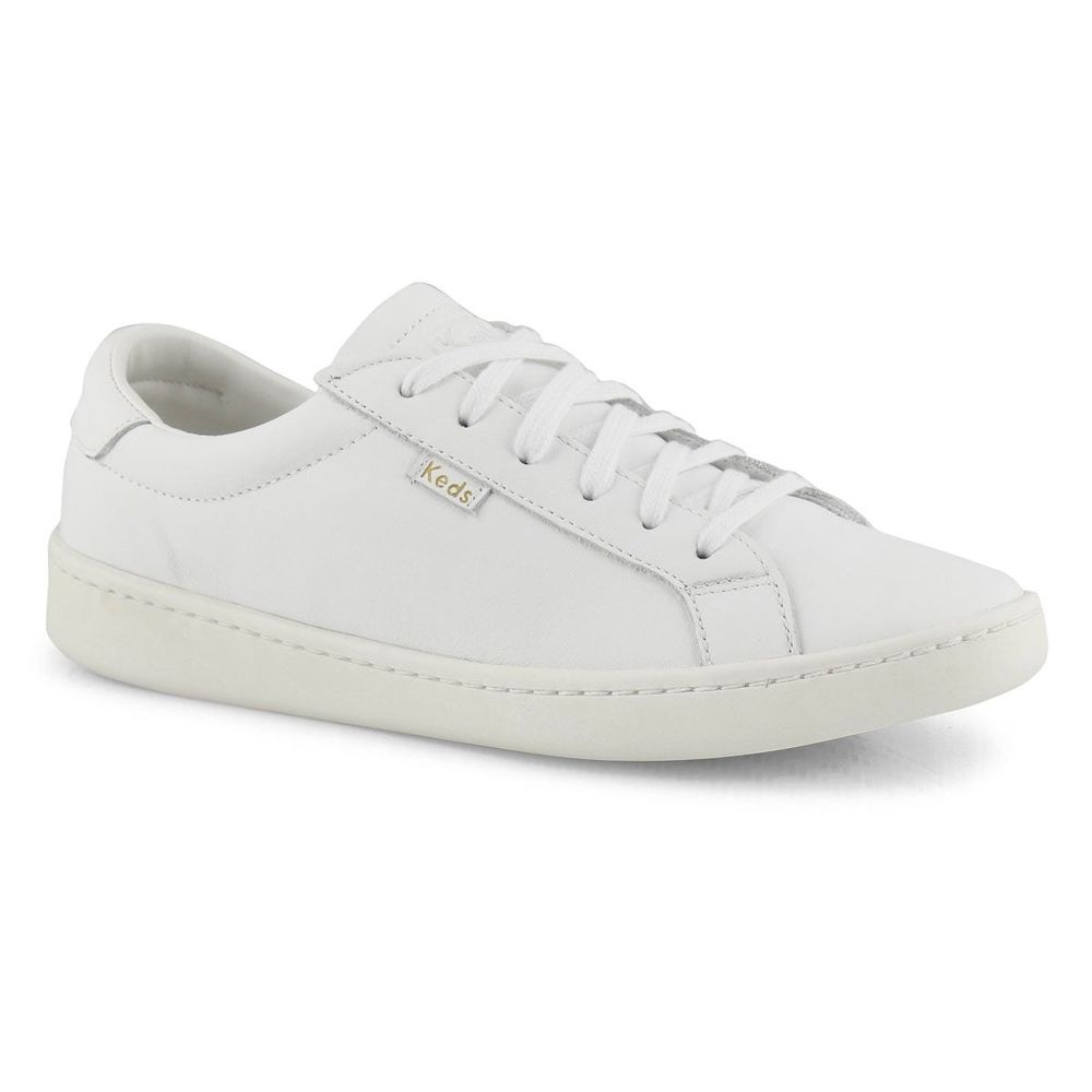 Women's Ace Leather Lace Up Sneaker - White/White