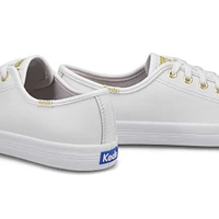 Women's Kickstart Leather Sneaker - White /Gold