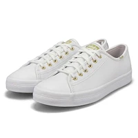 Women's Kickstart Leather Sneaker - White /Gold