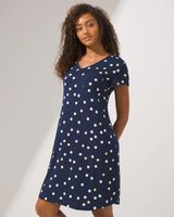 Soma Cool Nights Short Sleeve Nightshirt, MERRY DOT GRAND NAVY