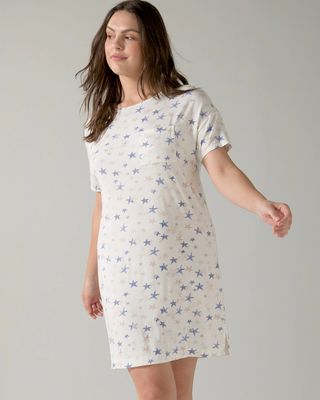 Soma Cool Nights Modern Nightgown, Moonlit Sky Ivory, size S