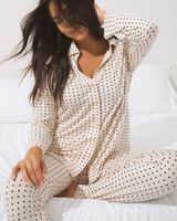 Soma Cool Nights Long Sleeve Pajama Top, CHIC SQUARE DOTS PNK TINT, Size S