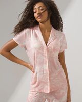 Soma Cool Nights Short Sleeve Notch Collar Pajama Top, MARBLE DREAMS PINK BLUSH