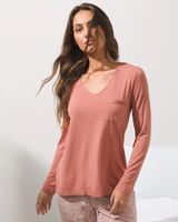 Soma Cool Nights Long Sleeve Pajama Top, CEDAR WOOD, Size S