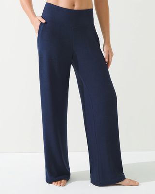 Soma Brushed Cozy Wide Leg Pants, Nightfall Navy And Black, Size L