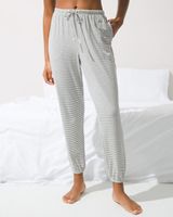 Soma Cool Nights Relaxed Banded Ankle Pajama Pants, RIBBON STRIPE HR GRAPHITE, Size XL