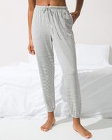 Soma Cool Nights Relaxed Banded Ankle Pajama Pants, RIBBON STRIPE HR GRAPHITE, Size XS