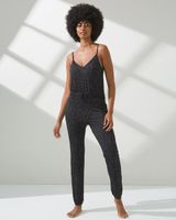 Soma Cool Nights Slub Knit Jumpsuit, CARAVAN DOT BLACK, Size XXL