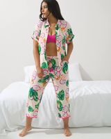Soma Cool Nights Crop Pajama Pants with Fringe, DRAGON FRUIT BASH SAND, Size M