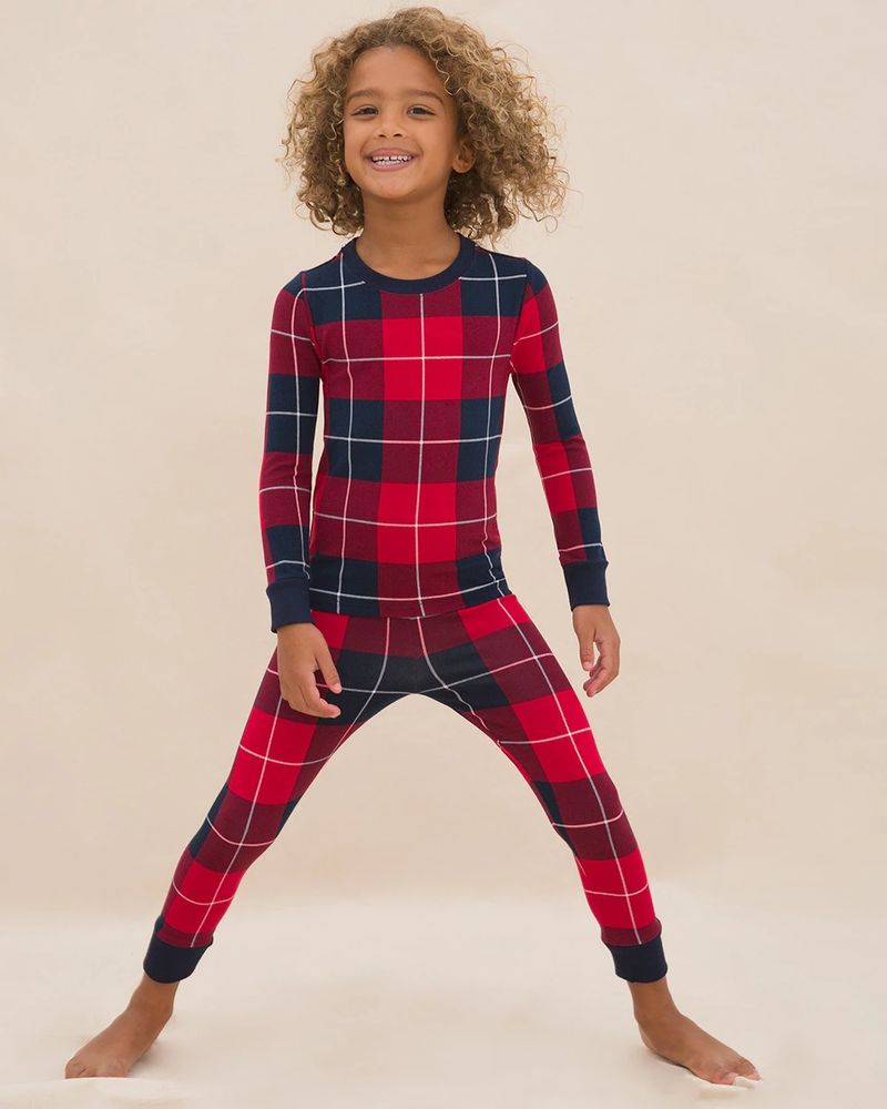 Soma Kids Gender-Neutral Pajama Set, Plaid, Red & Blue, size 0, Christmas Pajamas by Soma, Gifts For Women
