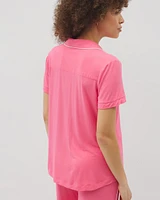 Cool Nights Solid Short Sleeve Notch Collar Pajama Top