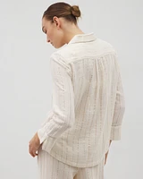 Cotton Gauze Long Sleeve Notch Collar
