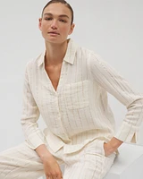 Cotton Gauze Long Sleeve Notch Collar