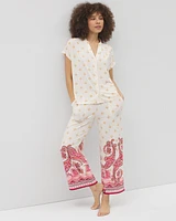 Cool Nights Mandarin Collar Short Sleeve Pajama Top
