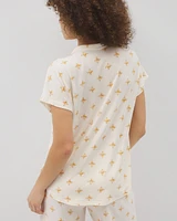 Cool Nights Mandarin Collar Short Sleeve Pajama Top
