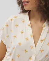 Cool Nights Mandarin Collar Short Sleeve Pajama Top