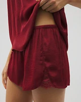 Crinkle Satin Lace Trim Short