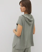 24/7 Crinkle Knit Short Sleeve V-Neck Hoodie