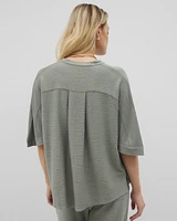 24/7 Crinkle Knit Relaxed Button-Up Top
