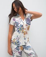 Soma Cool Nights Short Sleeve Pajama Top, Palatial Paisley Ivory