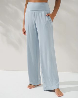 Soma Modal Foldover Pajama Pants, Blue Fog