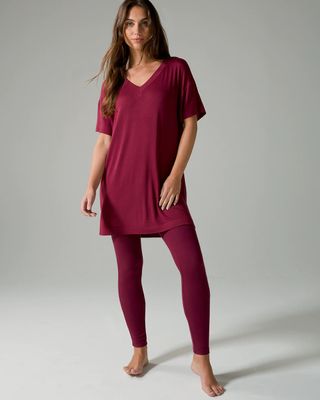 Soma Cool Nights + Days Loungewear Set, T-Shirt & Leggings, Red, size S