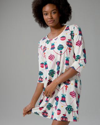 Soma Embraceable 3/4 Sleeve Sleepshirt, Ivory, size by Soma