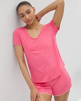 Cool Nights Solid Piped Pajama Shorts