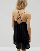 Crinkle Satin Lace-Trim Chemise