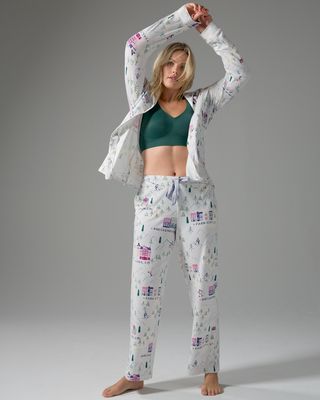 Soma Embraceable Pajama Pants, Ski Lodge, Gray, size XXL, Christmas Pajamas by Soma, Gifts For Women