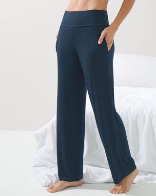 Soma Modal Foldover-Waist Pajama Pants, Nightfall Navy, Size S