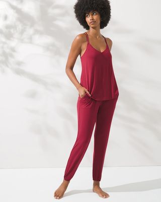 Soma Cool Nights Relaxed Banded Ankle Pajama Pants, RED BEAUTY