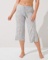 Soma Cool Nights Palazzo Crop Pajama Pants, GLOBAL PAISLEY POWDERBLUE, Size M