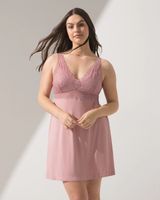 Soma Cool Nights Lace Plunge Chemise, WHISPER BLUSH, Size XS